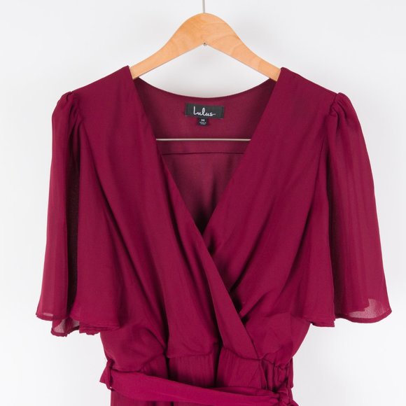 Lulu's Maroon Short Sleeve Sweetheart Dress M - Picture 4 of 6